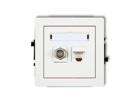 DECO Gniazdo antenowe pojedyncze typu "F" (SAT) + gniazdo komputerowe 1xRJ45 kat. 5e 8-stykowy biały DGFK-1 KARLIK