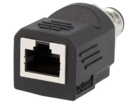 RJS-12D04FM-LS8001 Adapter M12 męski,RJ45 gniazdo kod D-Ethernet 4PIN proste