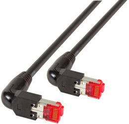 Patch cable, RJ45 plug, angled to RJ45 plug, angled, Cat 6A, S/FTP, LSZH, 0.5 m, black, K4137SW.0,50