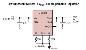 36V, 600mA Step-Down μModule (Power Module) Converter with 5μA Quiescent Current