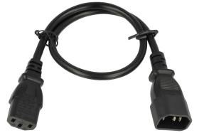 Kabel; przedłużacz; WN111-3/07/0.5B; wtyk IEC C14 IBM prosty; gniazdo IEC C13 IBM proste; 0,5m; czarny; 3 żyły; 0,75mm2; 10A; Li