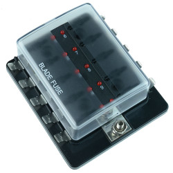 10 Way Standard Blade Fuse Box with LED Status Indicator 100A SCI R3-76-01-3L110