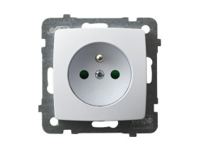 KARO Gniazdo pojedyncze z uziemieniem z przesłonami IP-20 zaciski gwintowe biały GP-1SZP/m/00 OSPEL