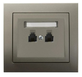 KIER Gniazdo telefoniczne podwójne RJ11 niezależne satyna light GPT-2WN/45