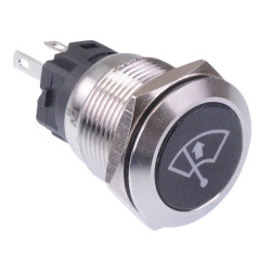 Windscreen Wiper Top' White LED Momentary 19mm Vandal Push Button Switch SPDT 12V