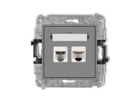 MINI Gniazdo telefoniczne 1xRJ11 + gniazdo komputerowe 1xRJ45 kat.5e 8-stykowy beznarzędziowe szary mat 27MGTK KARLIK