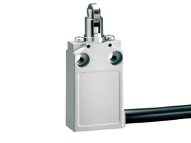 Wyłącznik krańcowy trzpień wciskany z rolką, rolka metalowa, obudowa metalowa, IP67, z przewodem 2 m, 1R 1Z migowe KPB4S11