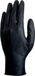 RĘKAWICE JEDNORAZOWE Z NITRYLU, NIEPUDROWANE, NITRYL O CHROPOWATEJ TEKSTURZE, OPAKOWANIE 50, CZARNE, ROZMIAR 9/10, V1600B5009
