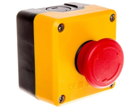 Kaseta sterownicza czarno-żółta, stop bezpieczeństwa, ryglowany 40 mm 1R z przyciskiem bezpieczeństwa T0-P1EC400E40