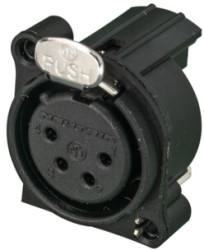 XLR panel socket, 4 pole, gold-plated, polyamide, NC4FAH