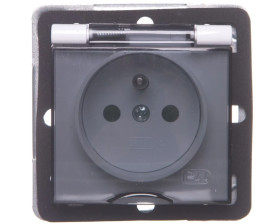 IMPRESJA Gniazdo bryzgoszczelne z/u IP44 z przesłonami klapka przezroczysta białe GPH-1YZP/m/00/d