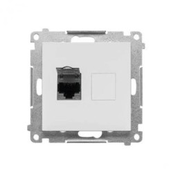 Simon 55 Gniazdo komputerowe pojedyncze RJ45 kategoria 6, z przesłoną przeciwkurzową (moduł) Jasnoszary mat T61.01/114