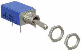 Toggle switch, metal, 1 pole, latching, On-On, 4 A/125 VAC, 30 VDC, silver-plated, 21136NA