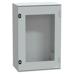 Szafka ścienna rozdzielcza 647 mm 436 mm 250mm PET Schneider Electric, z drzwiami przezroczystymi RAL 7035