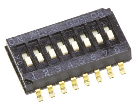 Przełącznik DIP 8-pozycyjny SPST SMD 25 mA przy 24 V DC -30 → +85°C