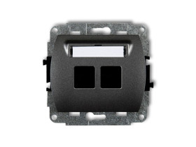 TREND Gniazdo multimedialne podwójne bez modułu (standard Keystone) grafitowy 11GM-2P KARLIK