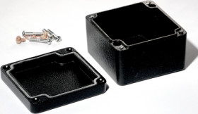 Aluminum die cast enclosure, (L x W x H) 75 x 80 x 52 mm, black (RAL 9005), IP66, 1590Z110BK