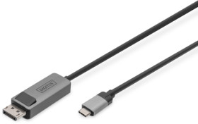 Adapter cable, 1 m, black, USB plug type C, straight to DisplayPort 1.4 plug, straight, DB-300334-010-S