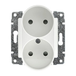 VENA Gniazdo podwójne z przesłoną torów prądowych bez ramki 2x2P 16A 250V 510246
