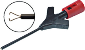 Miniature clamp test probe, red, max. 2 mm, L 53.8 mm, CAT O, pin 0.64 mm, 973972101