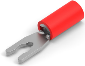Insulated forked cable lug, 0.3-1.42 mm², AWG 22 to 16, 2.84 mm, M2.5, red, 52947
