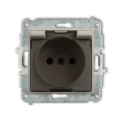 ICON Mechanizm gniazda bryzgoszczelnego z uziemieniem 2P+Z (klapka dymna, przesłony torów prądowych) taupe 60IGPB-1zdp