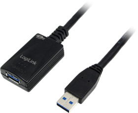 USB 3.0 repeater cable, USB plug type A to USB socket type A, 5 m, black, UA0127