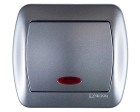 Simon Akord Łącznik jednobiegunowy z podświetleniem aluminium metalizowane AW1L/26