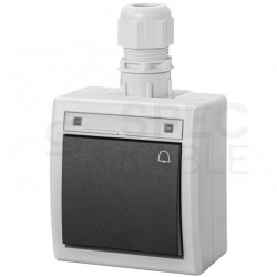 Przycisk odbijający "dzwonek" natynkowy bryzgoszczelny IP65 szary 10A Aquant 2K