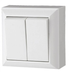 Łącznik świecznikowy, podwójny, natynkowy, IP20, biały, GAO 20454