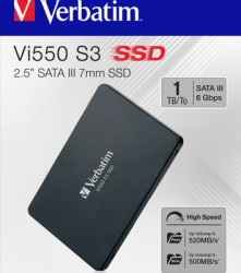 SSD hard drive, 1000 GB, 2.5” SATA III 7 mm, black, Verbatim 49353