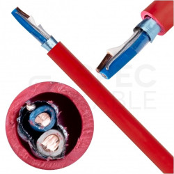 Kabel przeciwpożarowy parowany YnTKSYekw 1x2x0,8mm czerwony 150V ekranowany drut Bitner