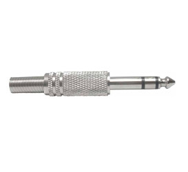Jack 6.3mm 3-pin Stereo Plug for Cable, Metal