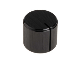 Pokrętło potencjometru oś: 6.4mm średnica: 16mm Okrągłe Aluminium Czarny RS PRO