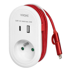 Ładowarka USB siec. A+C + kab. USB-C + Lightning