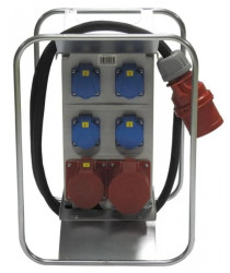 Rozdzielnica budowlana elCARRY-R C32-1104 IP44 w ramie, 2m H07RN-F 5G4 z wt. CEE 32A, gn: 4x GK 230V 1x CEE 16A 1x CEE 32A, RCCB