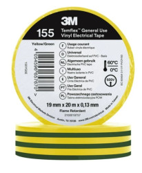 Taśma izolacyjna 19mm x 20m PCW Temflex 155 zielono żółta 7100222489