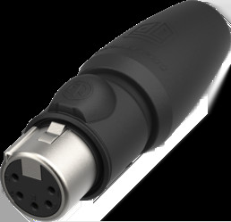 XLR jack, 5 pole, gold-plated, 1.0 mm², AWG 18, zinc die casting, NC5FX1-TOP-14