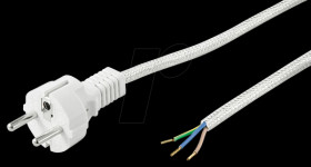 50504 Power cable 3 m, white/silver