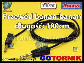 Przewód pomiarowy banan - banan 15A długość: 100cm SILIKONOWY czarny