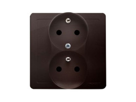 SIMON BASIC Gniazdo podwójne z uziemieniem niezmienność faz z przesłonami z ramką 16A 250V zaciski śrubowe czekoladowy BMGZ2TZ/4