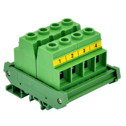 DIN Rail Mount 90Amp 600V 4 Position Screw Terminal Block Distribution Module