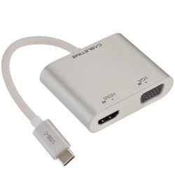 Adapter USB C (m)- HDMI(ż) +VGA(ż) 15cm 4K AUDA