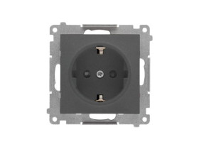 SIMON 55 Gniazdo pojedyncze z uziemieniem SCHUKO z przesłonami szybkozłącza grafitowy mat TGSZ1CZ.01/116 KONTAKT SIMON
