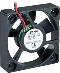 DC axial fan, 12 V, 40 x 40 x 10 mm, 11.1 m³/h, 21 dB, ball bearing, SEPA MFB40H12