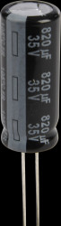 EEUFR1V821L Electrolytic capacitor, radial, 820 µF, 35 V, 105°C, low ESR