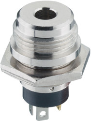 3.5 mm jack panel socket, 3 pole (stereo), solder connection, metal, 1502 04