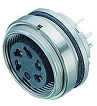 Panel socket, 6 pole, THT, screw locking, straight, 09 0124 90 06