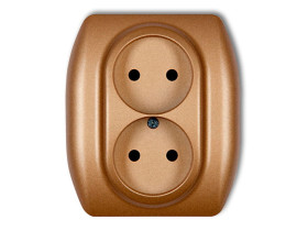 TREND Gniazdo podwójne bez uziemienia (przesłony torów prądowych) złoty metalik 8GP-2p KARLIK