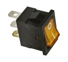 Przełącznik kołyskowy podświetlany 230V, żółty stabilny ON-OFF